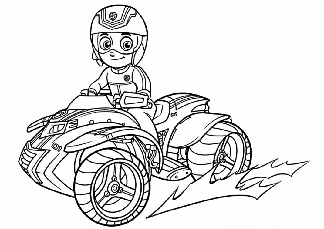 Coloring page Ryder on a quad bike